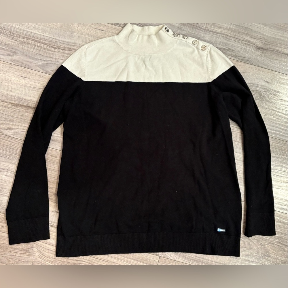 3/$25 Calvin Klein Black and White Mock Neck Sweater